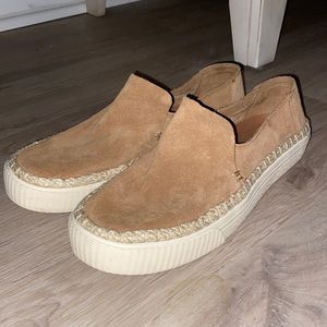 TOMS shoes, size 8.5, tan, only worn once!
